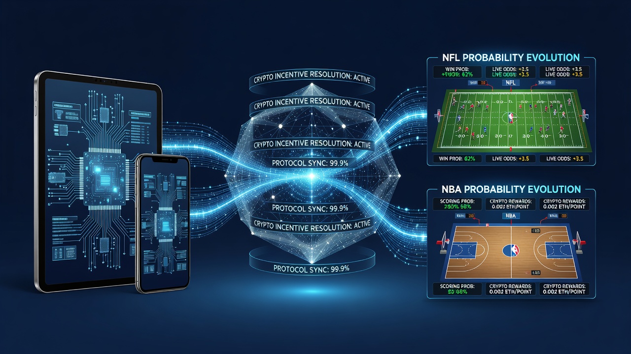 Portable device architectures handling simultaneous crypto incentive resolutions alongside NFL and NBA probability display updates