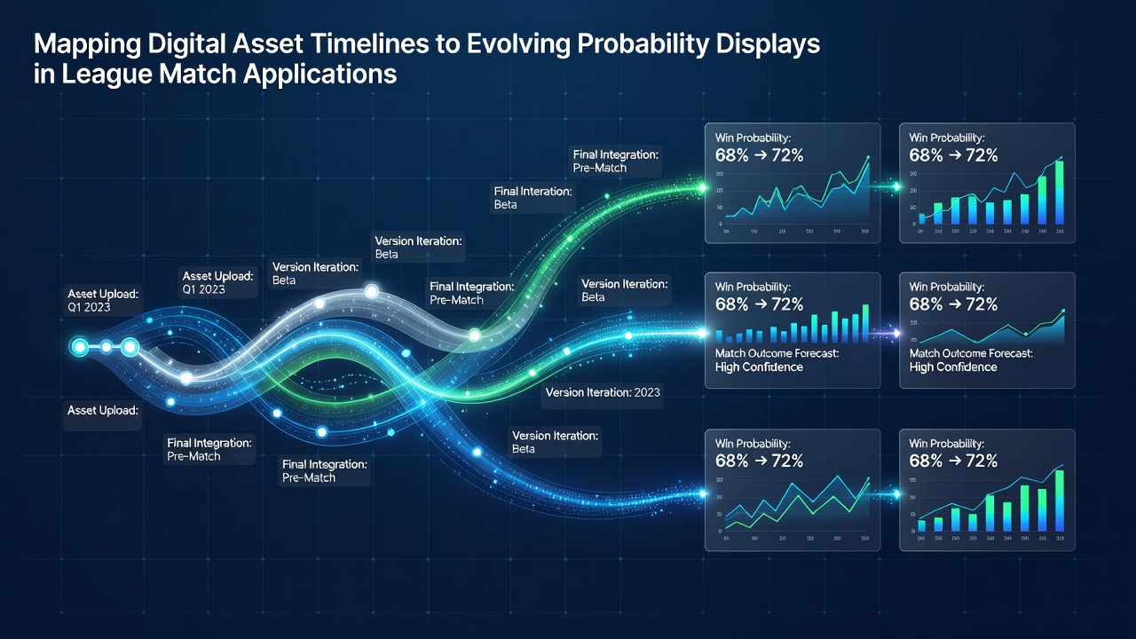 Diagram showing digital asset transaction timelines aligned with live probability display updates in league match betting applications