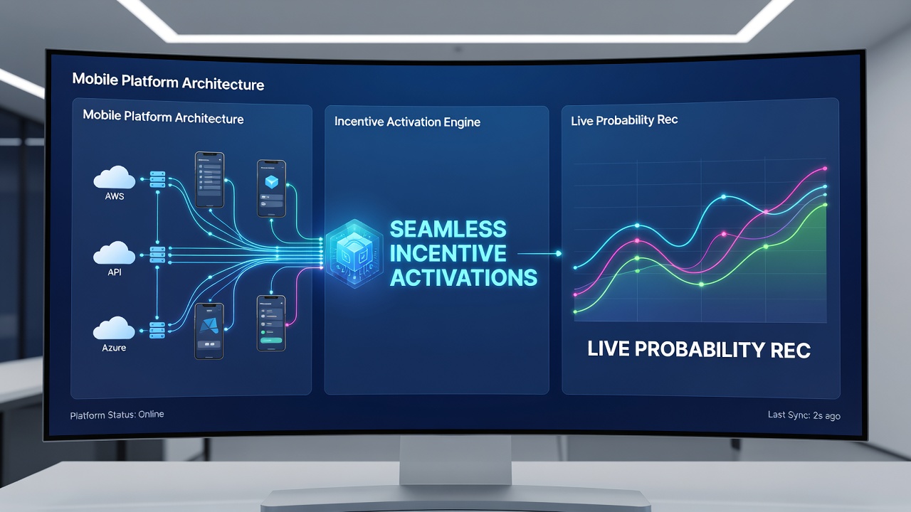 Backend architecture diagram illustrating real-time data flows for football events and incentive systems