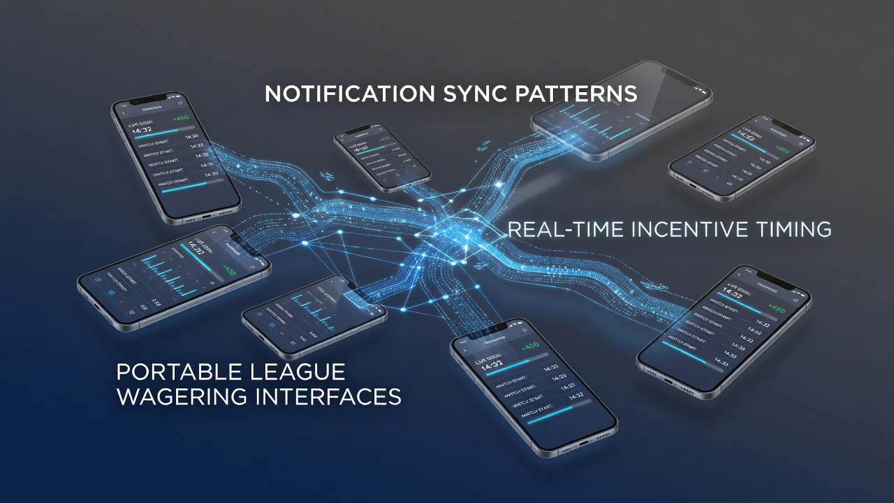 Mobile betting interface showing synchronized notification alerts during live league events