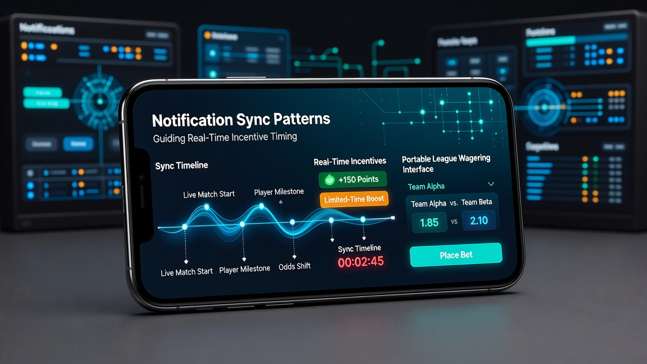 Diagram illustrating notification synchronization flow between live data feeds and mobile incentive triggers