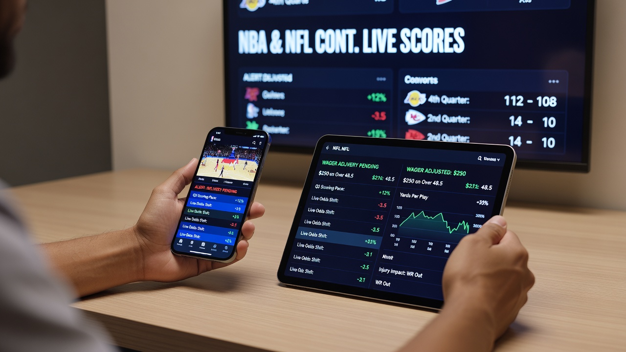 Smartphone screen showing NFL live betting adjustments and alert delivery during a contest