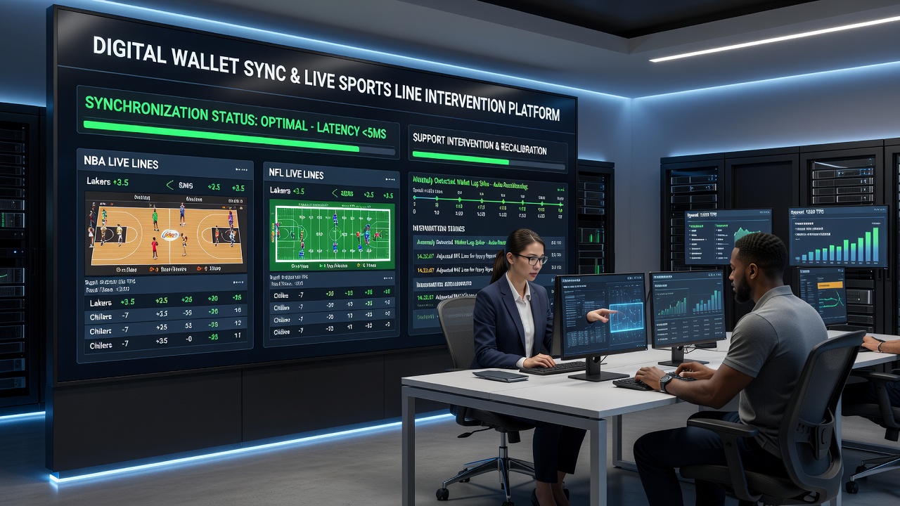 Support dashboard displaying real-time NFL line recalibrations synced with digital wallet activity