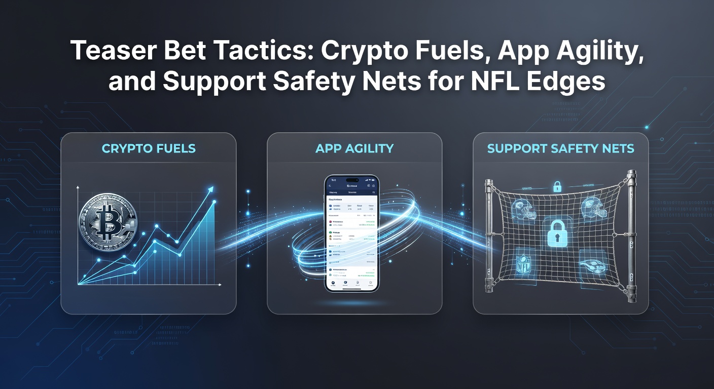 NFL teaser bet interface on a mobile app showing adjusted spreads and crypto deposit options