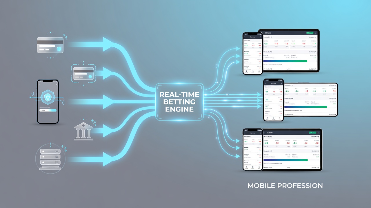 Diagram showing real-time data exchange between payment processors and mobile betting odds engines