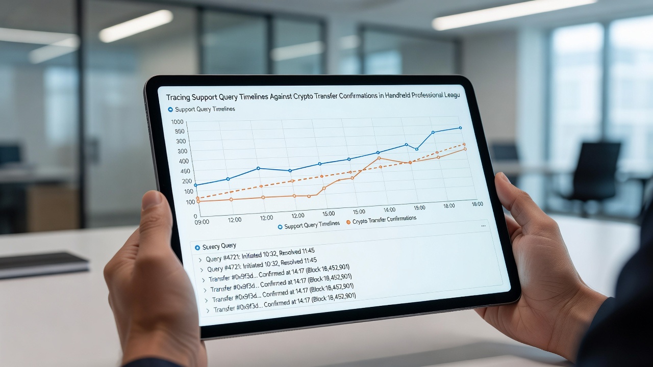 Detailed view of blockchain confirmation metrics overlaid with support ticket timelines in a professional sports betting mobile application